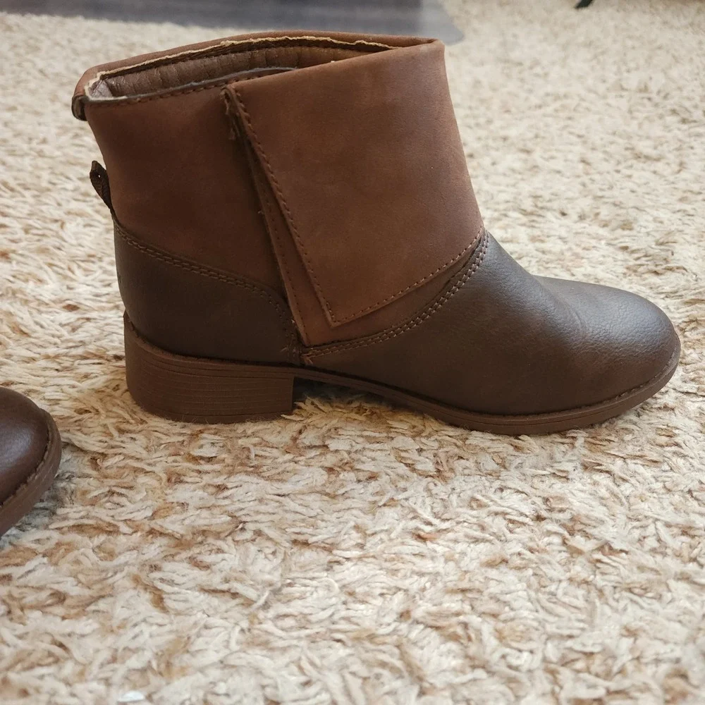 OshKosh B'gosh Ankle Boots Girls Size 3M Brown Two-Tone Faux Suede Booties